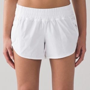 White Lululemon Tracker Shorts 2.5”